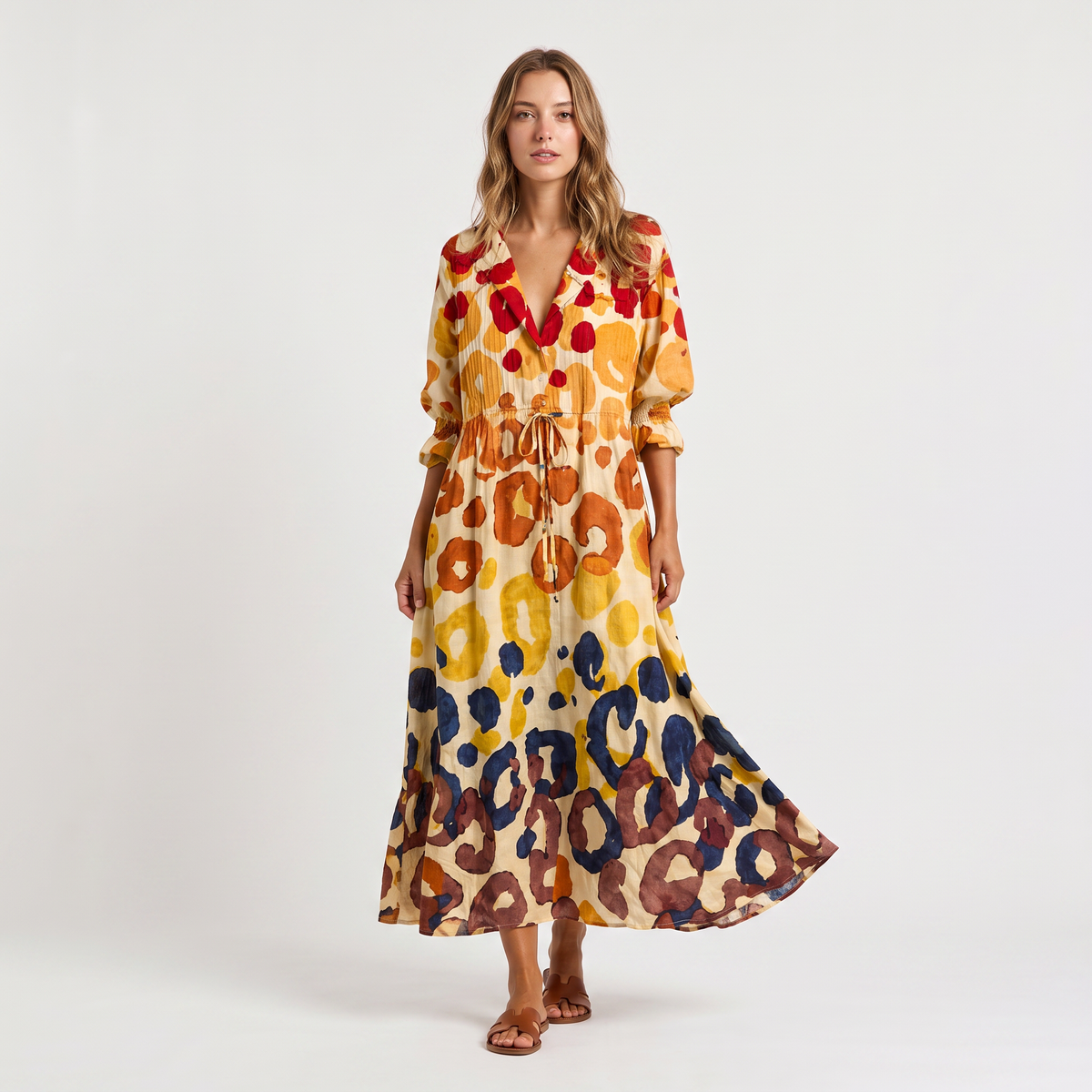 Women's Printed Relaxed Shirt Maxi Dress