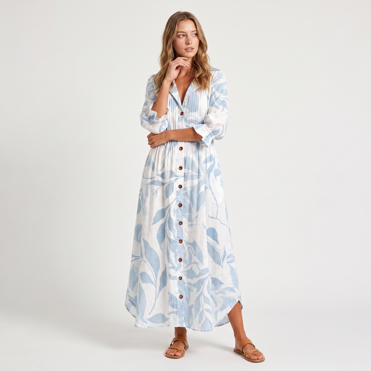 Women's Printed Relaxed Shirt Maxi Dress