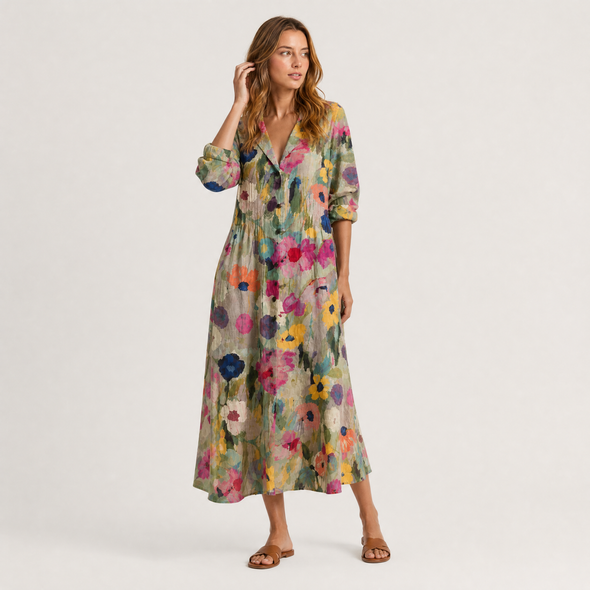 Women's Printed Relaxed Shirt Maxi Dress