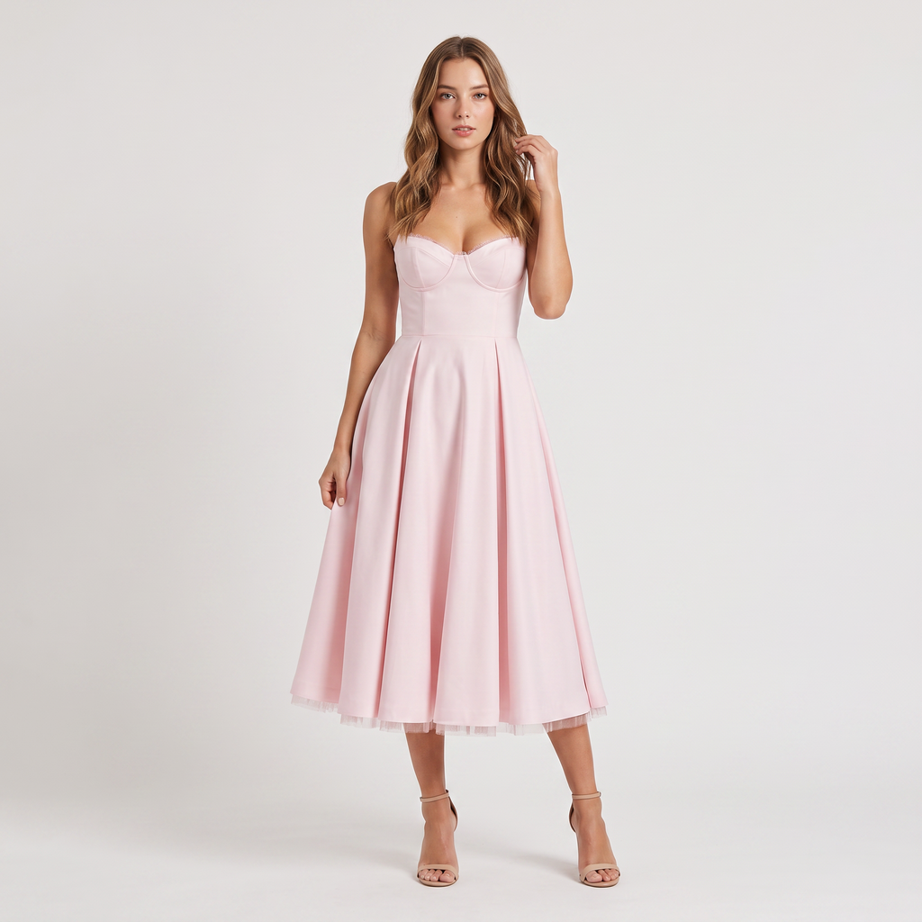 Women's Corset-Style Midi Occasion Dress