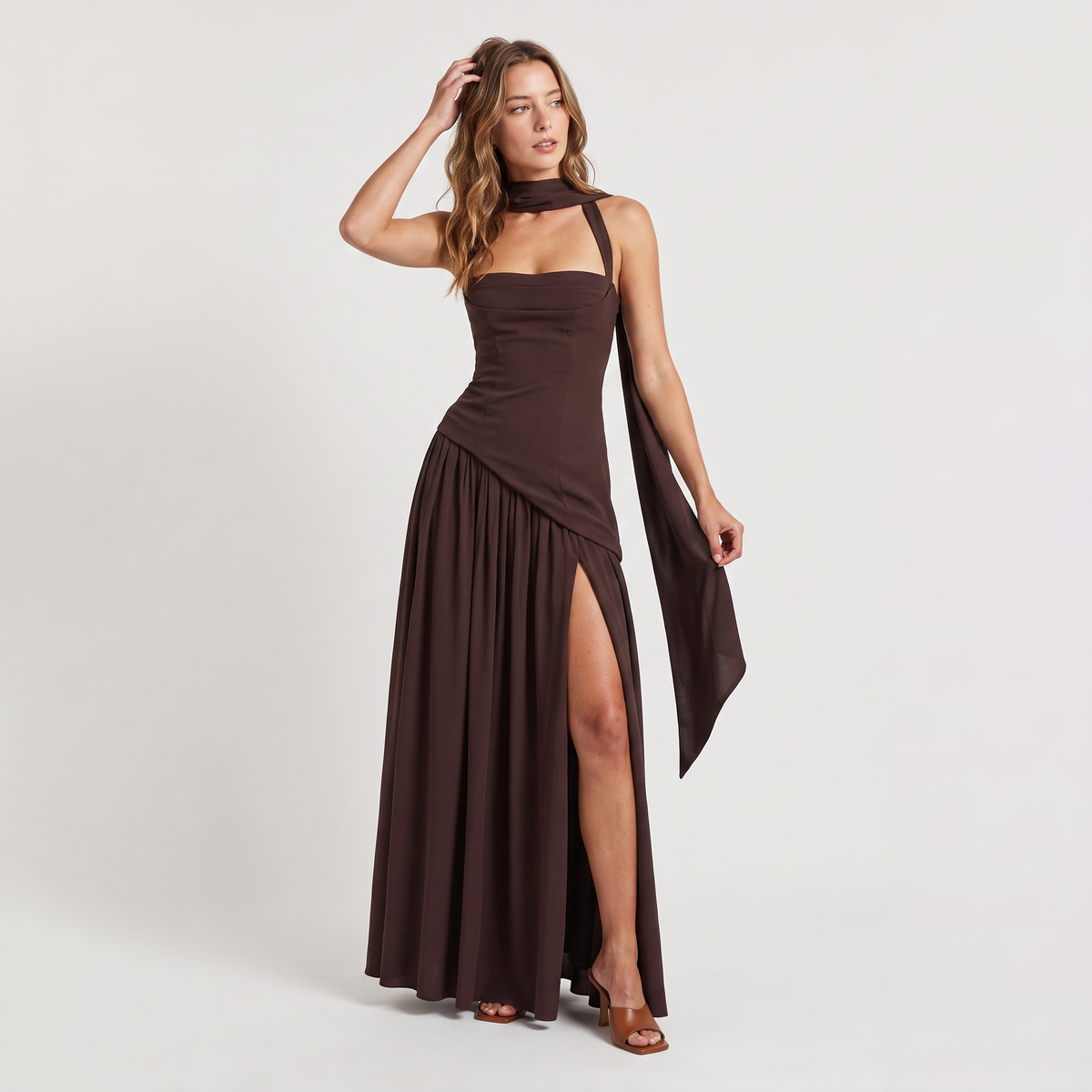 Women's Sculpted Satin-Feel Maxi Dress