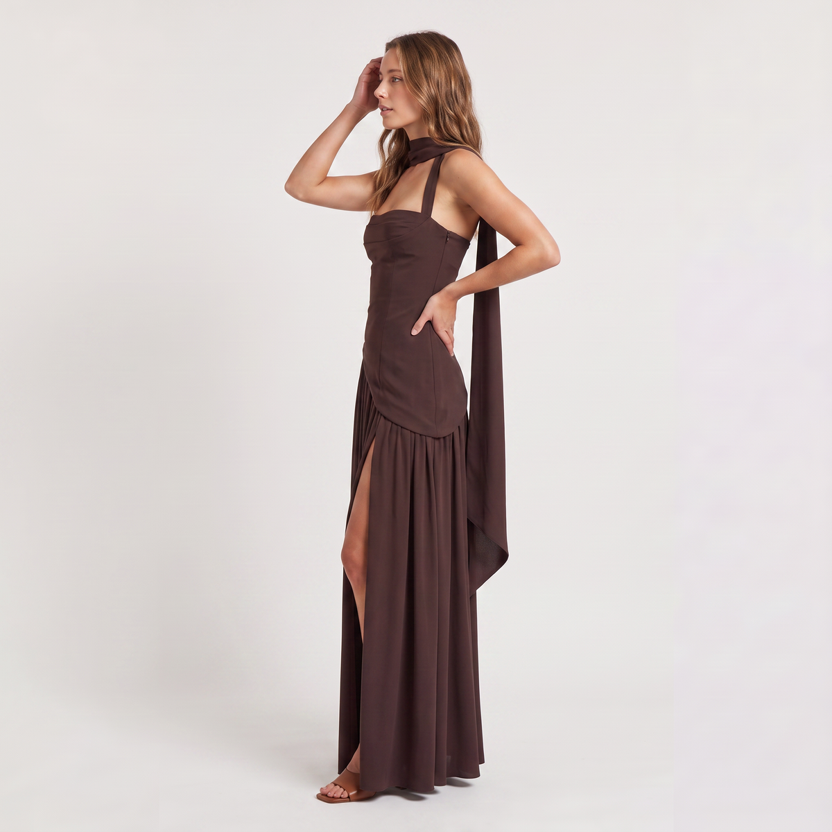 Women's Sculpted Satin-Feel Maxi Dress