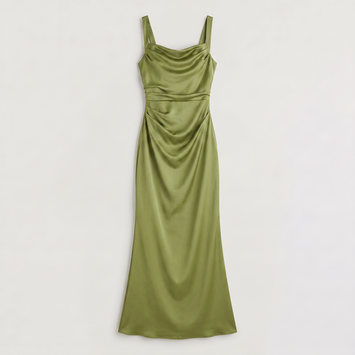 Women’s Satin Feel Ruched Waist Maxi Dress – Sculpted Fit
