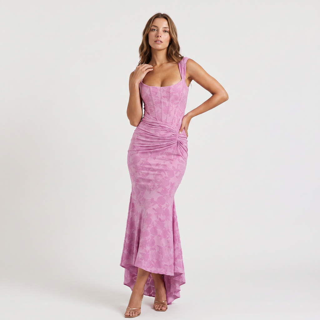 Women's Corset High-Low Fishtail Maxi Dress