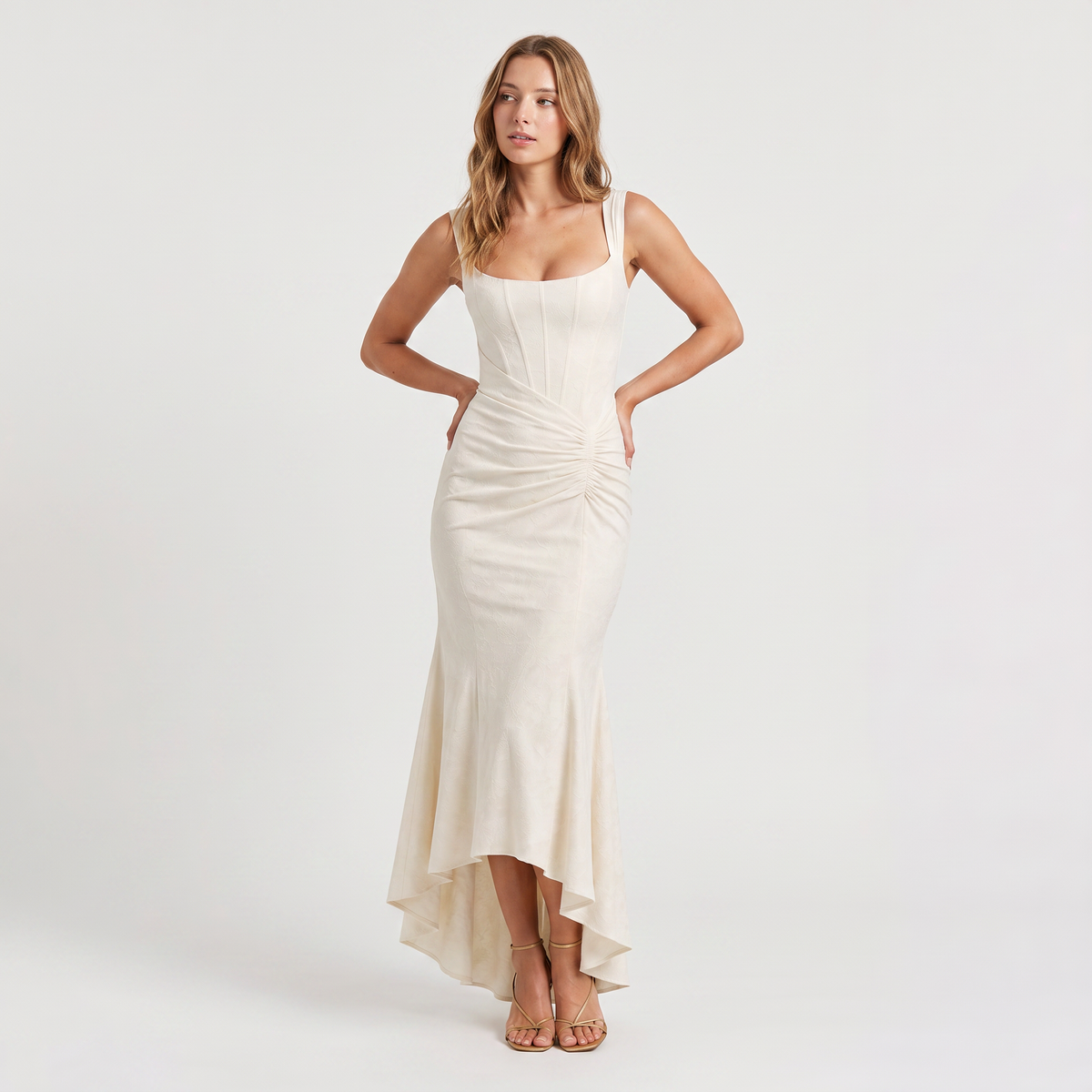 Women's Corset High-Low Fishtail Maxi Dress