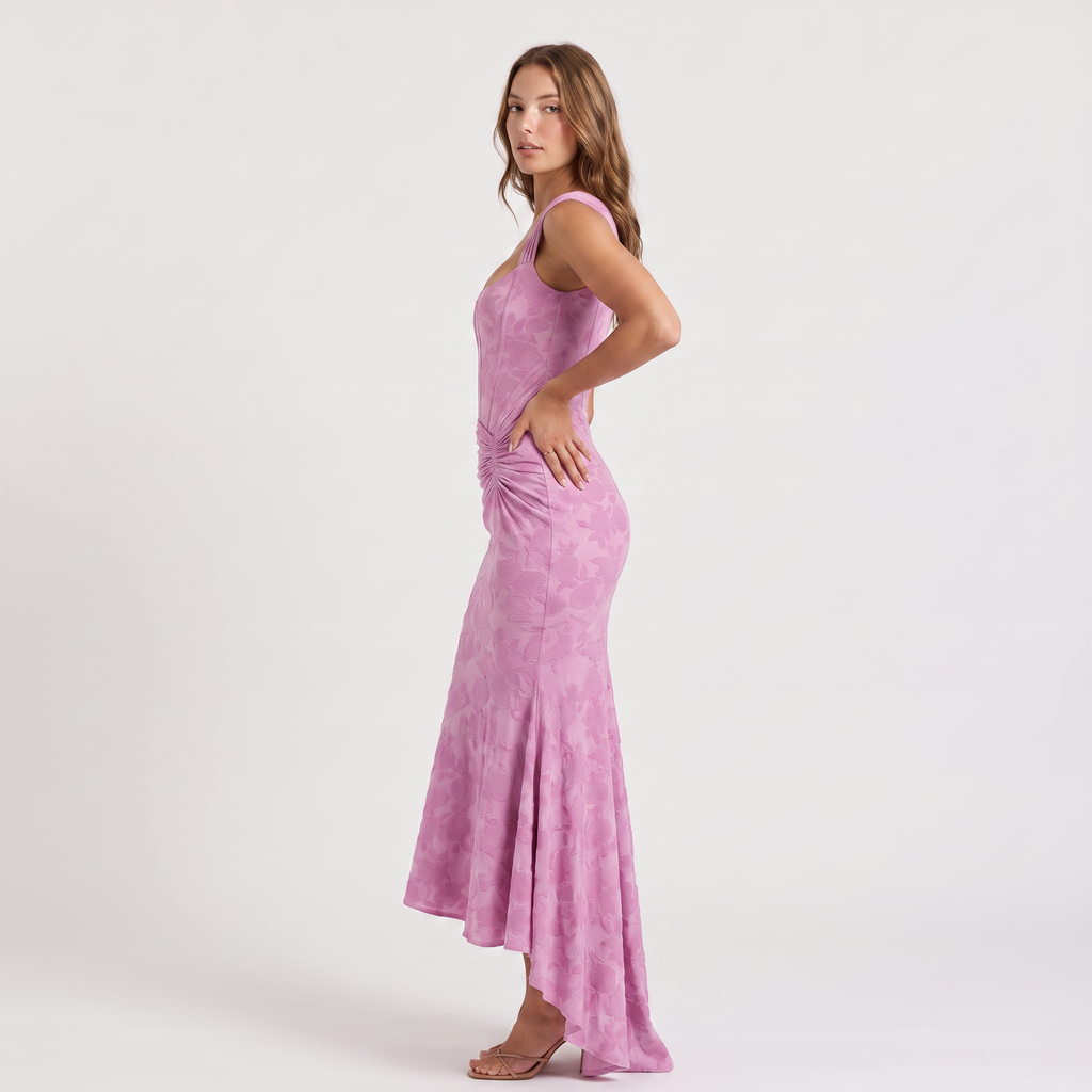 Women's Corset High-Low Fishtail Maxi Dress