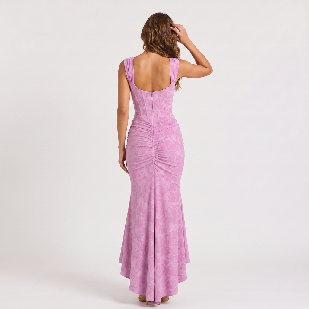 Women's Corset High-Low Fishtail Maxi Dress