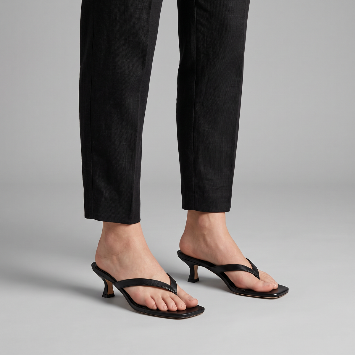 Women's Strappy Square Toe Kitten Heel Sandals