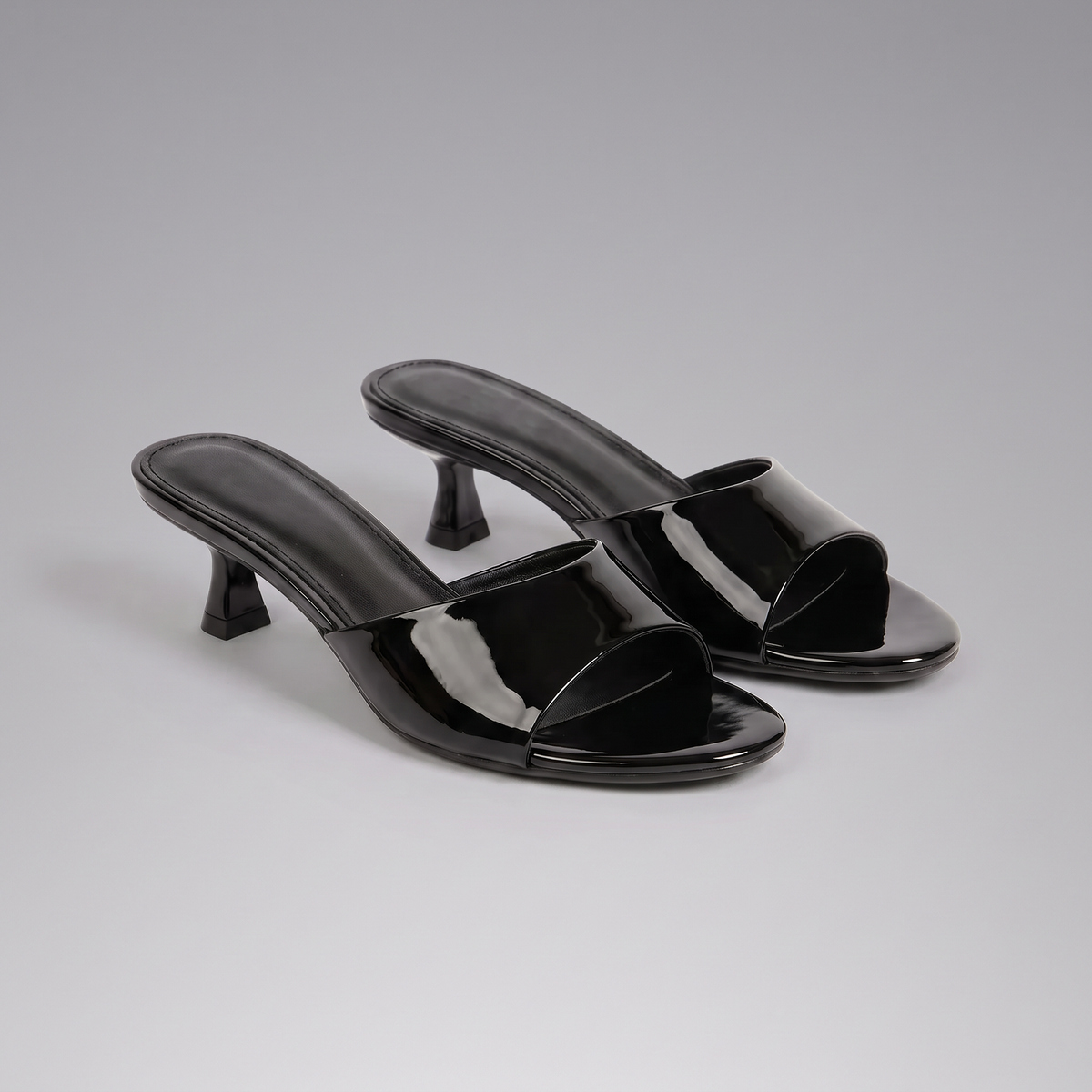 Women's Patent-Look Square Toe Slide Heels