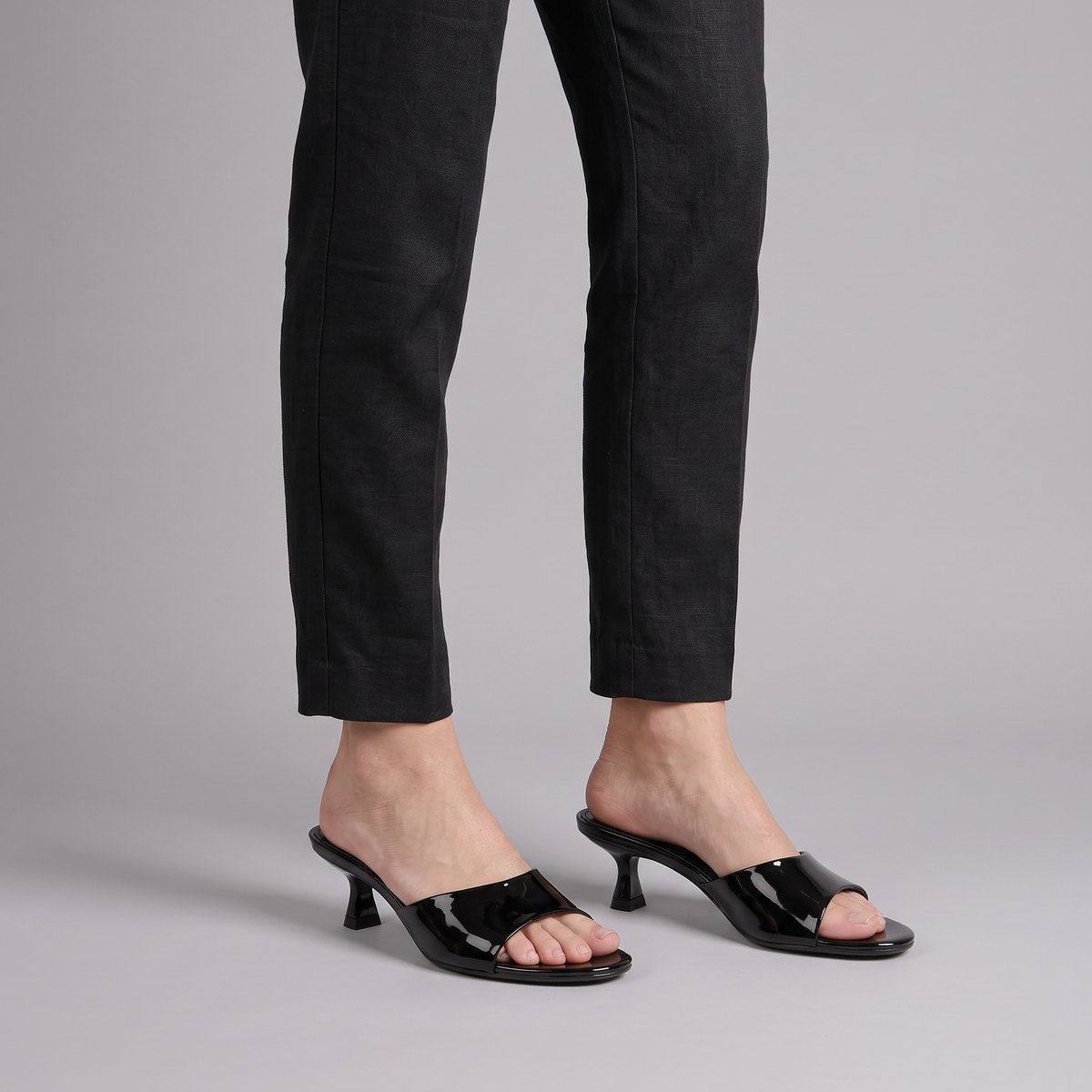 Women's Patent-Look Square Toe Slide Heels