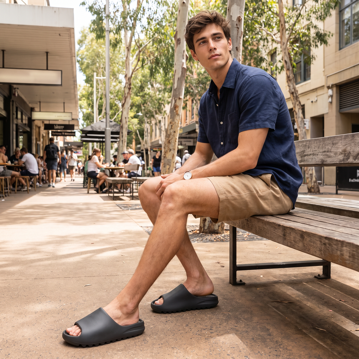 Men's Cushioned Open-Toe Slide Sandals