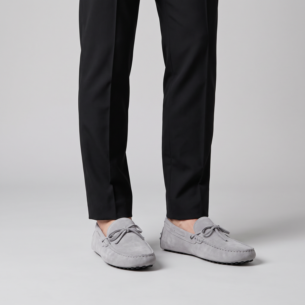 Men's Suede Tie-Front Driving Loafers