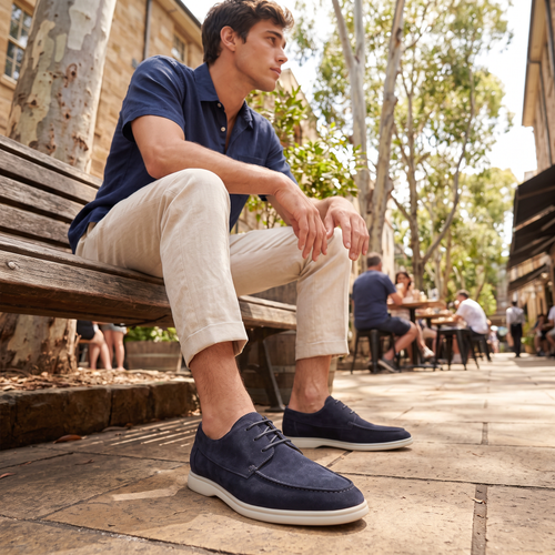 Men's Suede Apron-Toe Lace-Up Shoes