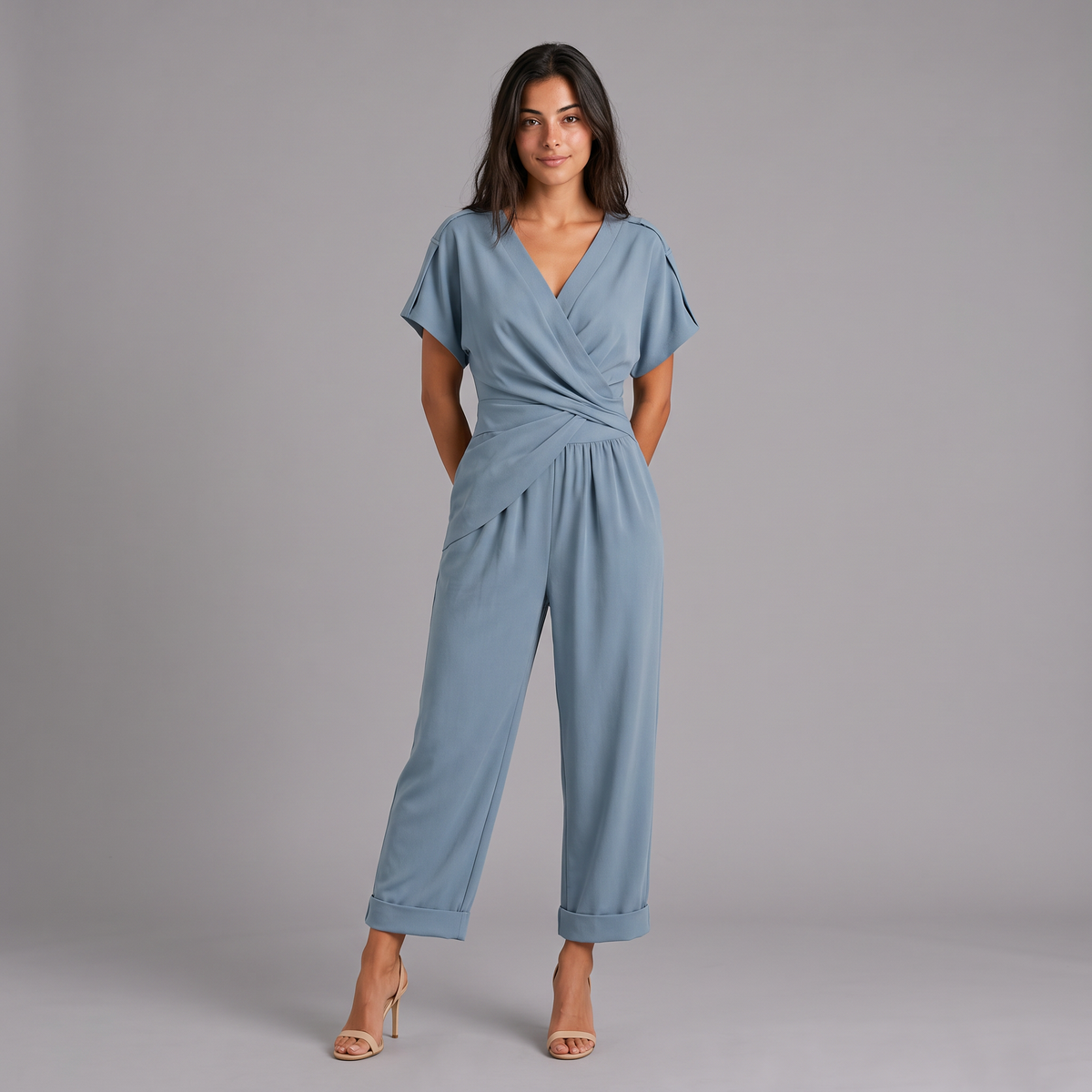 Women's Wrap-Front Two-Piece Trouser Set