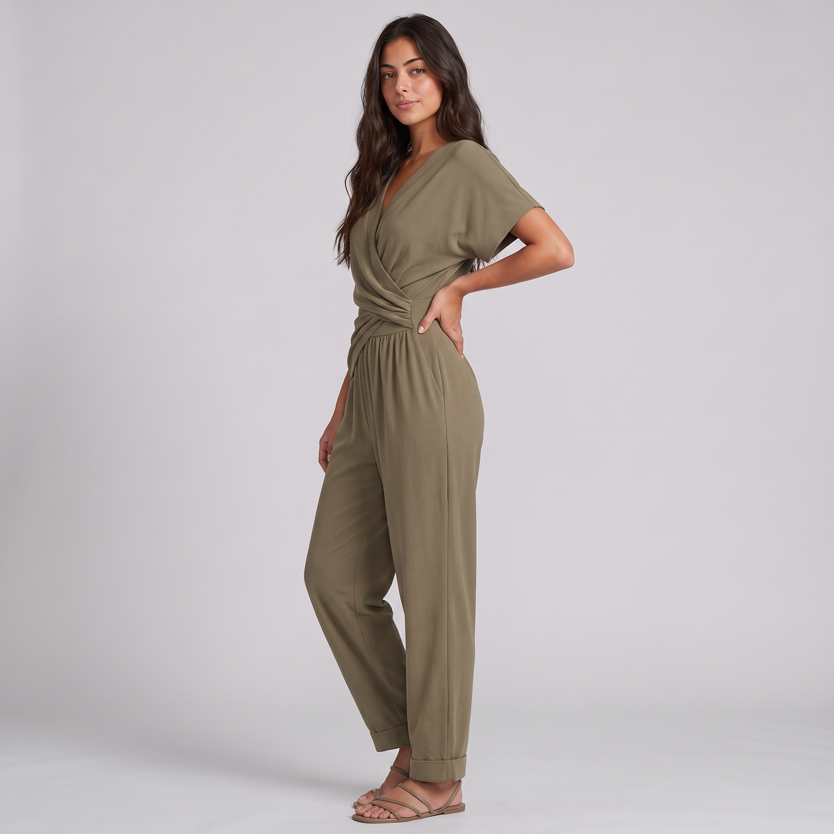 Women's Wrap-Front Two-Piece Trouser Set
