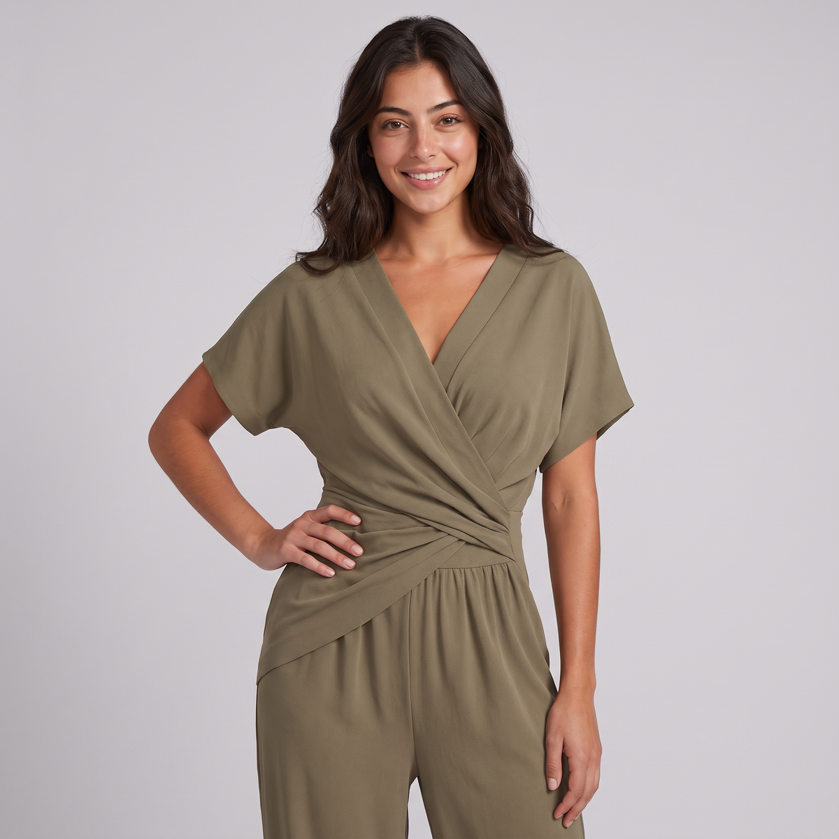 Women's Wrap-Front Two-Piece Trouser Set