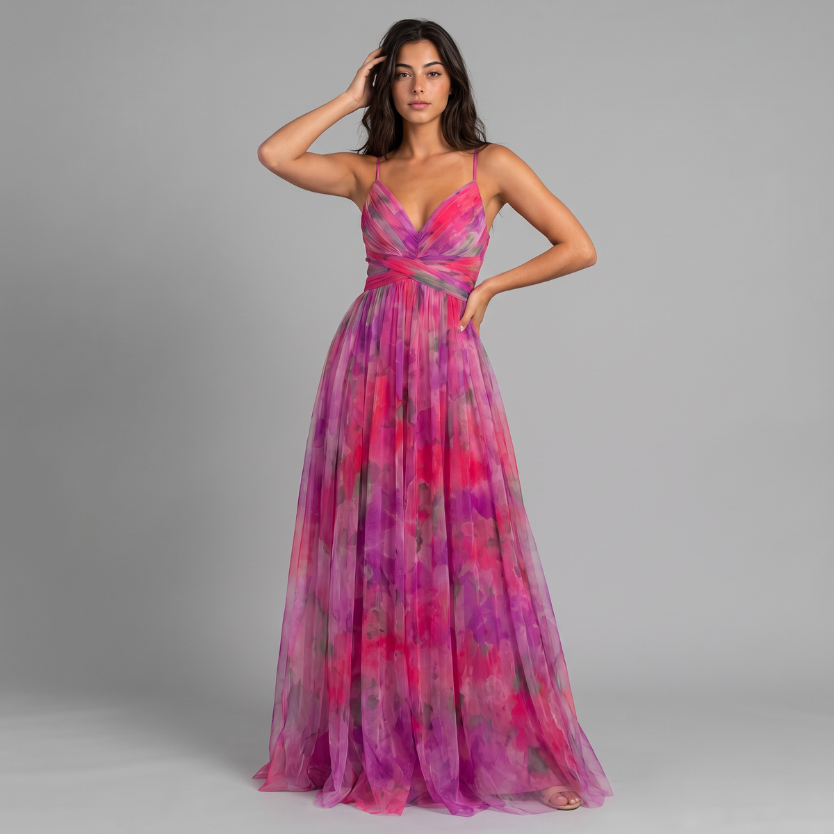 Women's Floral V-Neck Maxi Dress