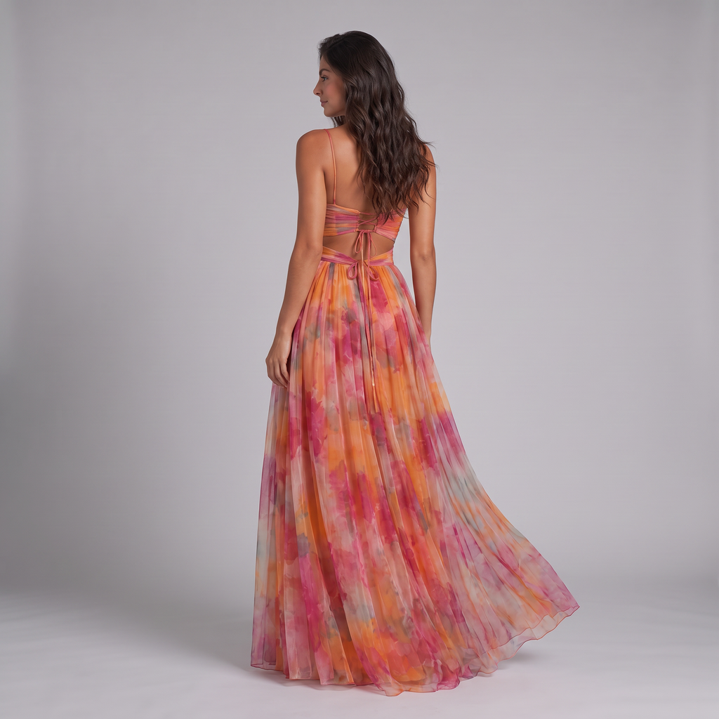 Women's Floral V-Neck Maxi Dress