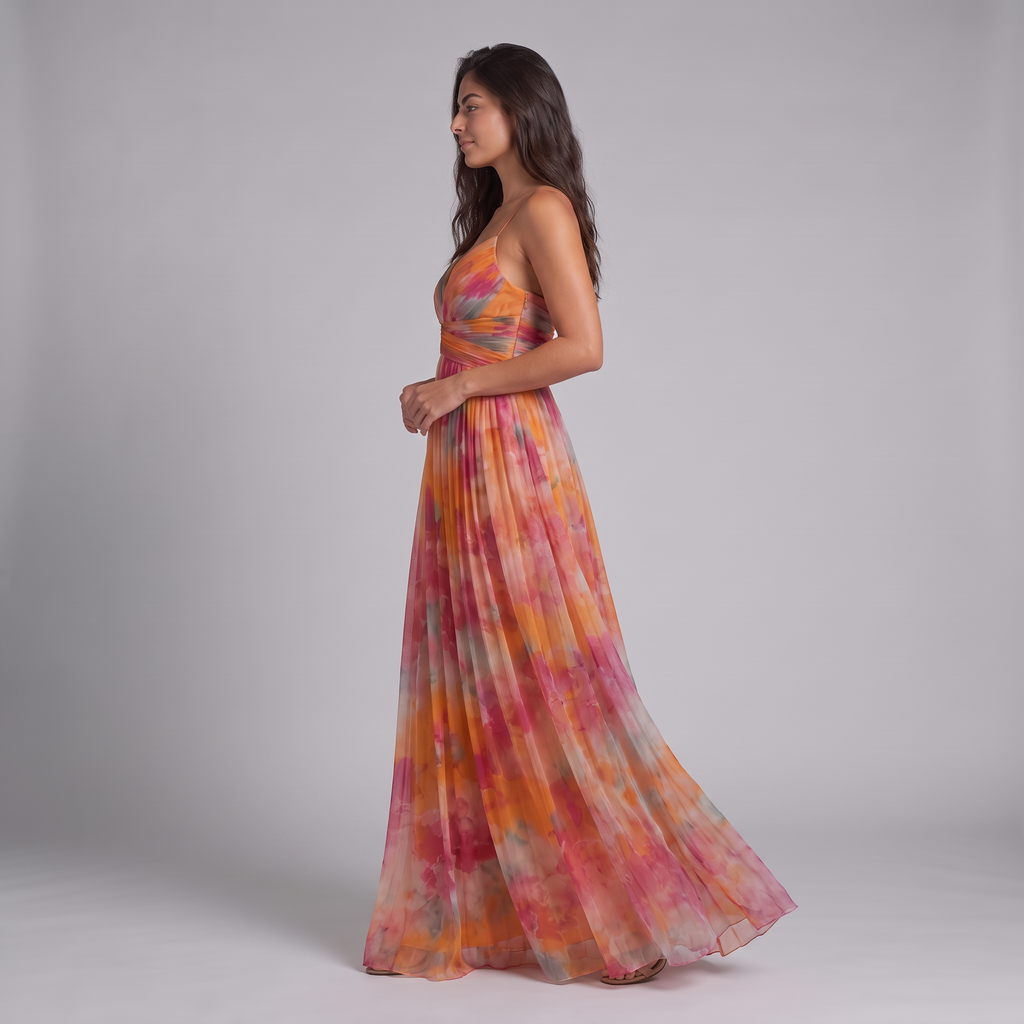 Women's Floral V-Neck Maxi Dress