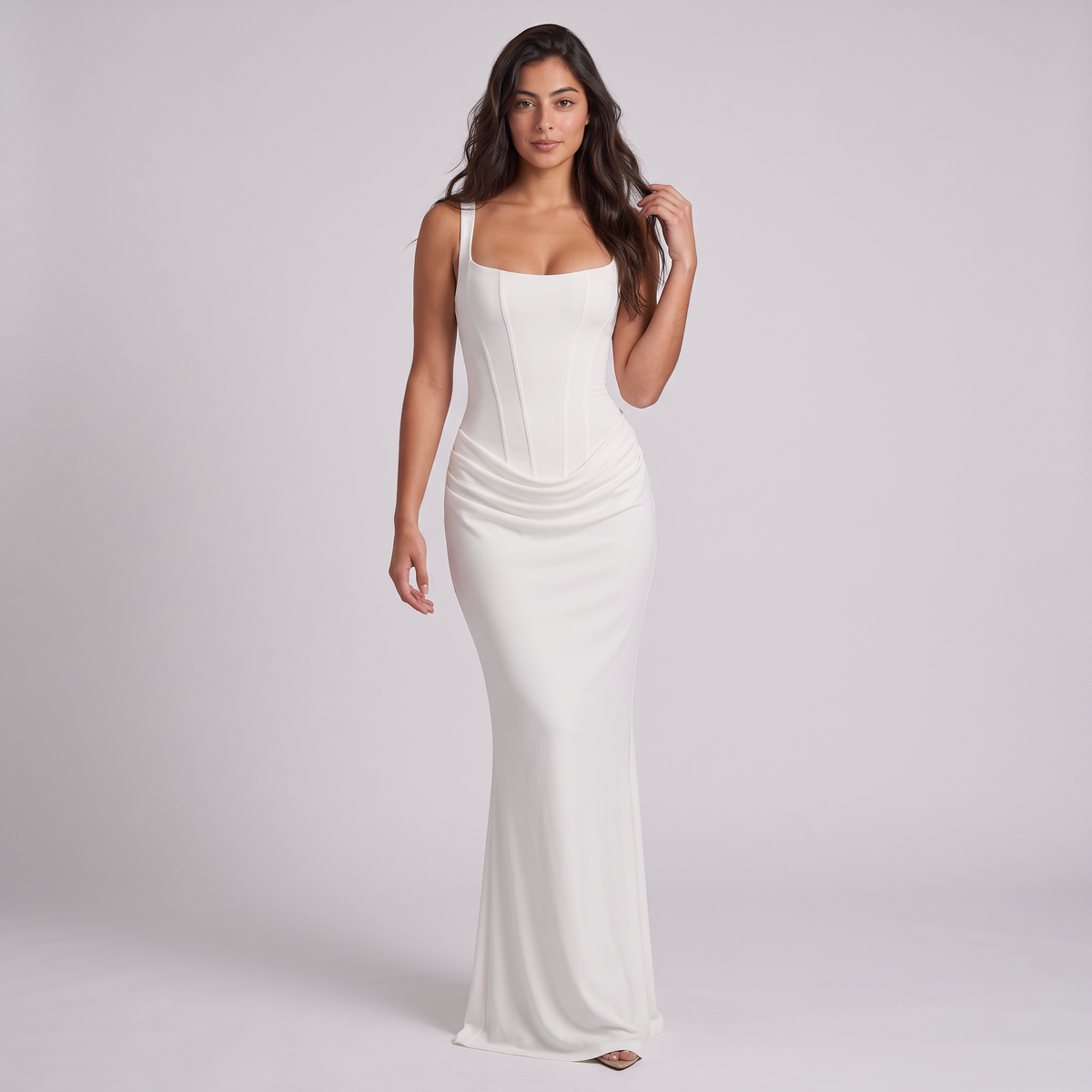 Women's Square Neck Draped Maxi Dress