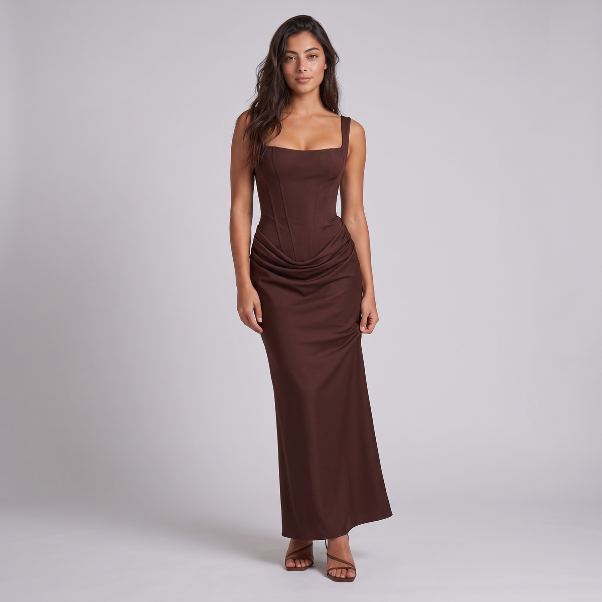 Women's Square Neck Draped Maxi Dress