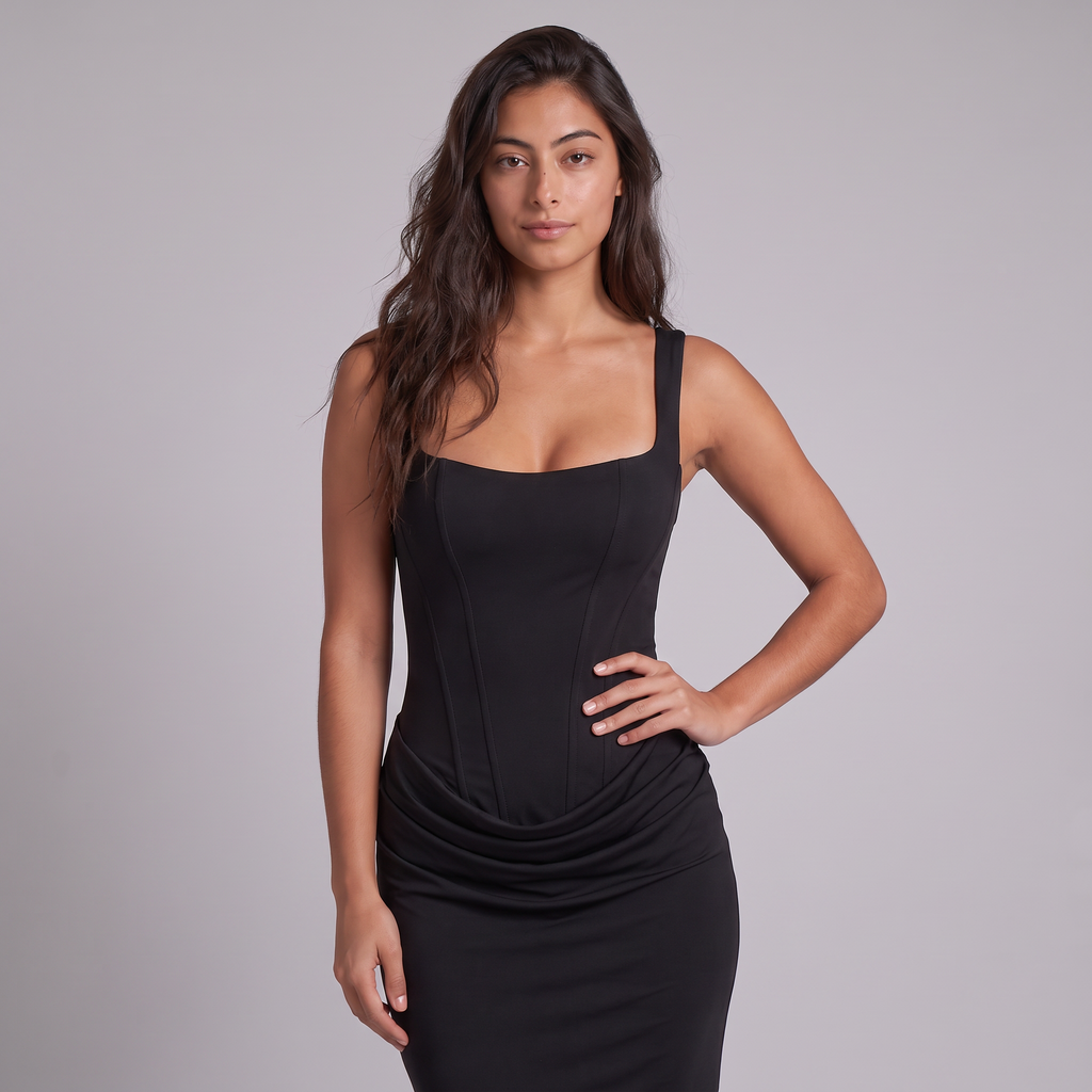 Women's Square Neck Draped Maxi Dress