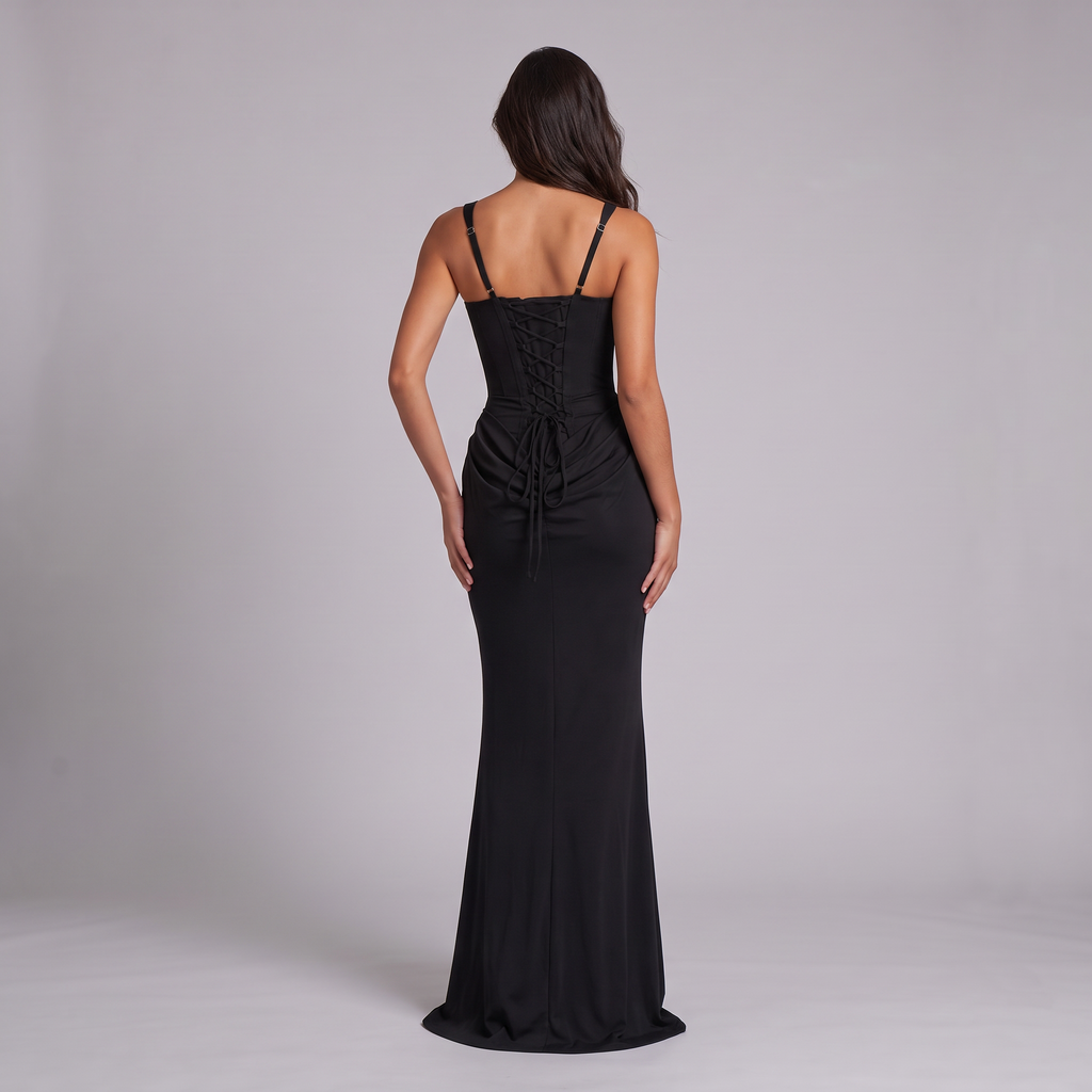 Women's Square Neck Draped Maxi Dress