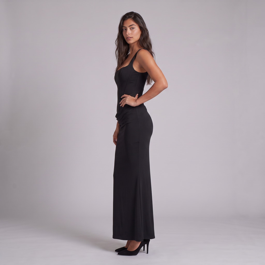 Women's Square Neck Draped Maxi Dress