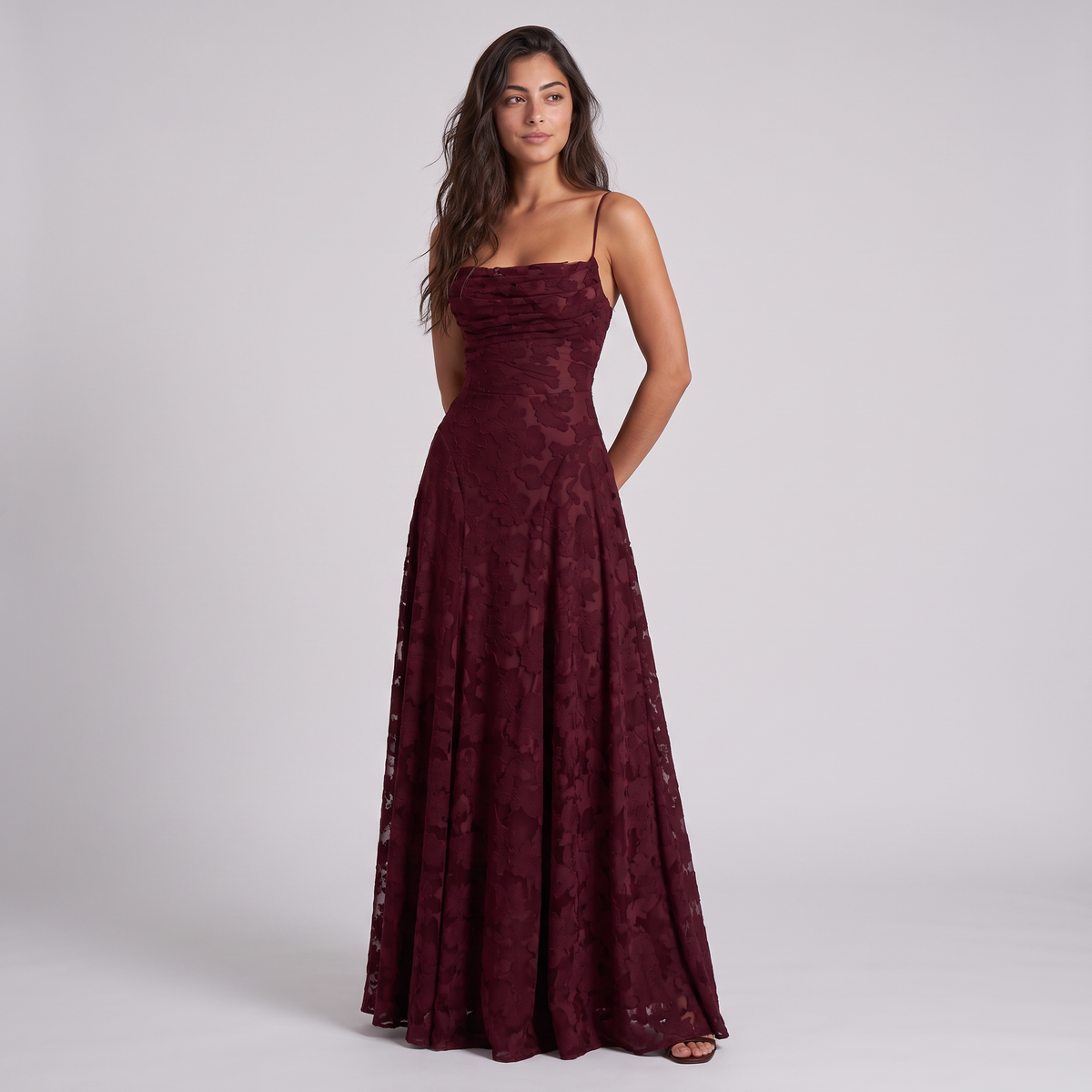 Women's Floral Textured Maxi Dress