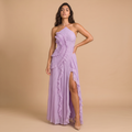 Women's Pleated Ruffle Maxi Dress