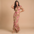 Women's Floral Chiffon Fishtail Maxi Dress