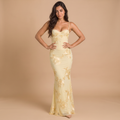 Women's Embroidered Floral Lace-Up Maxi Dress