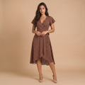 Women's Polka Dot Wrap V-Neck Midi Dress
