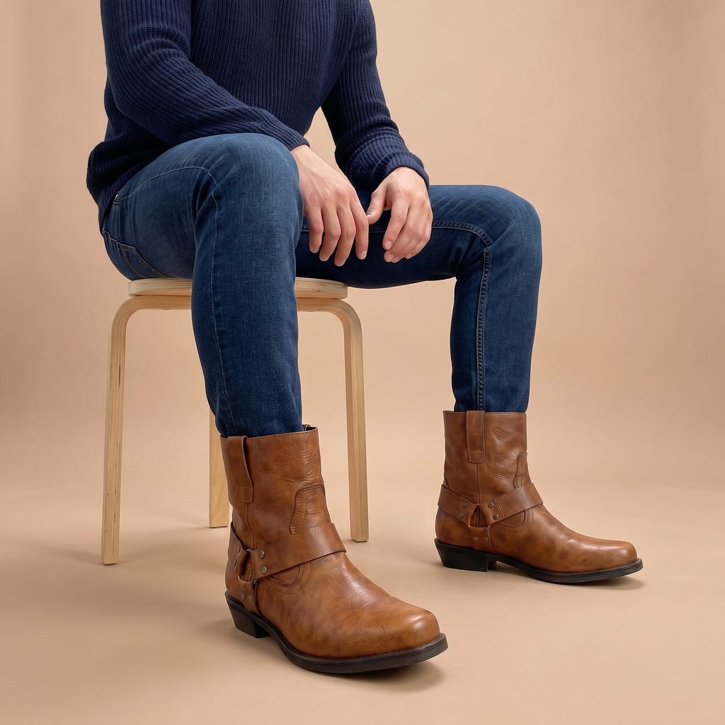 Men's Harness Slip-On Ankle Boots
