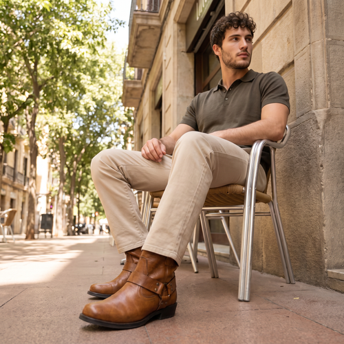 Men's Harness Slip-On Ankle Boots