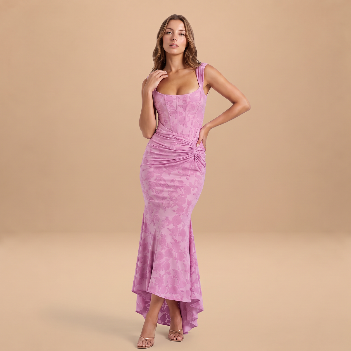 Women's Corset High-Low Fishtail Maxi Dress