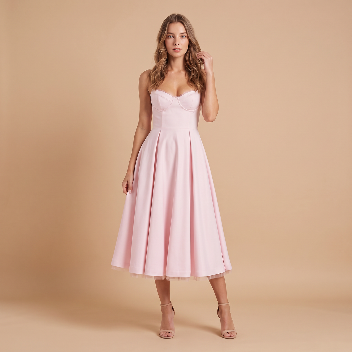 Women's Corset-Style Midi Occasion Dress