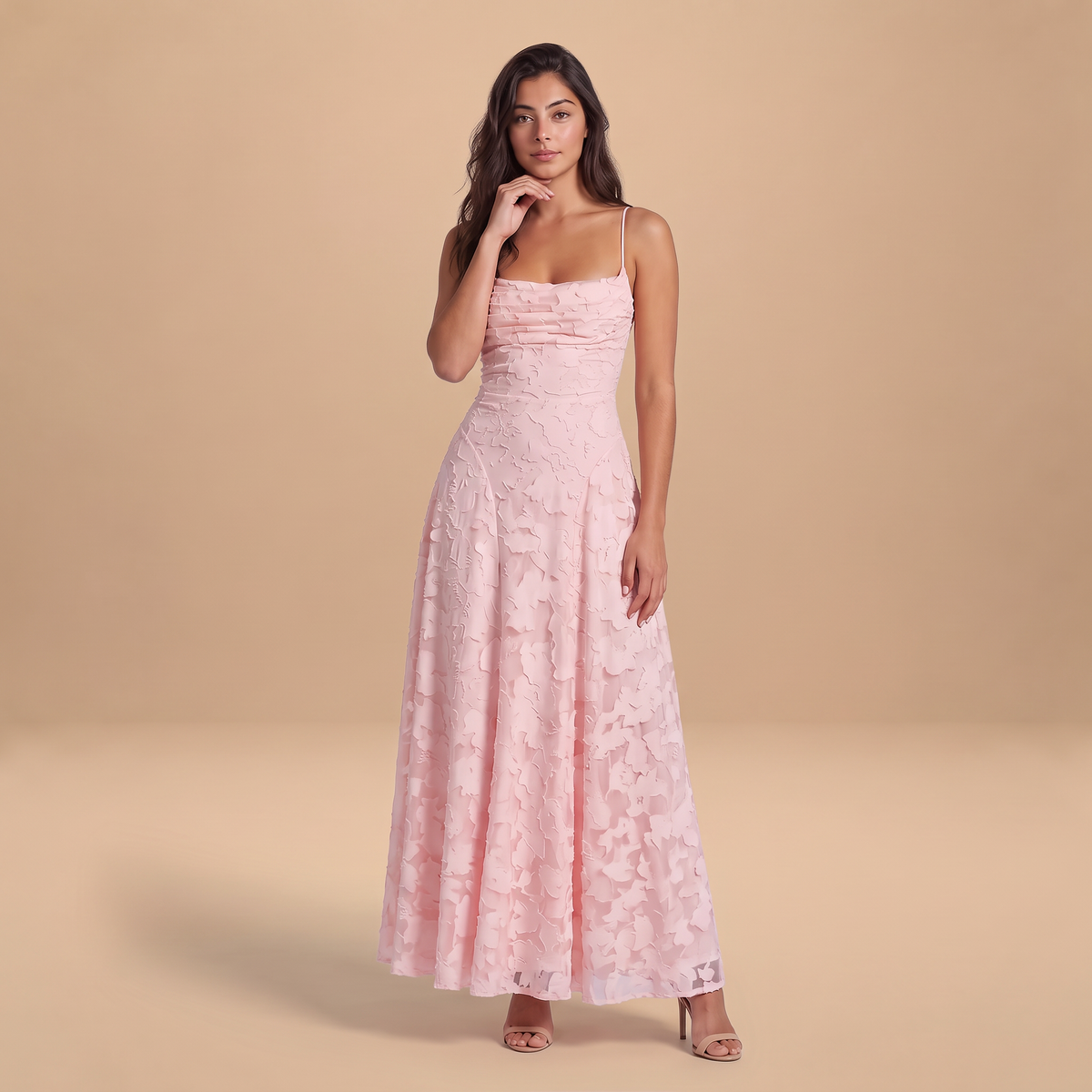 Women's Floral Textured Maxi Dress