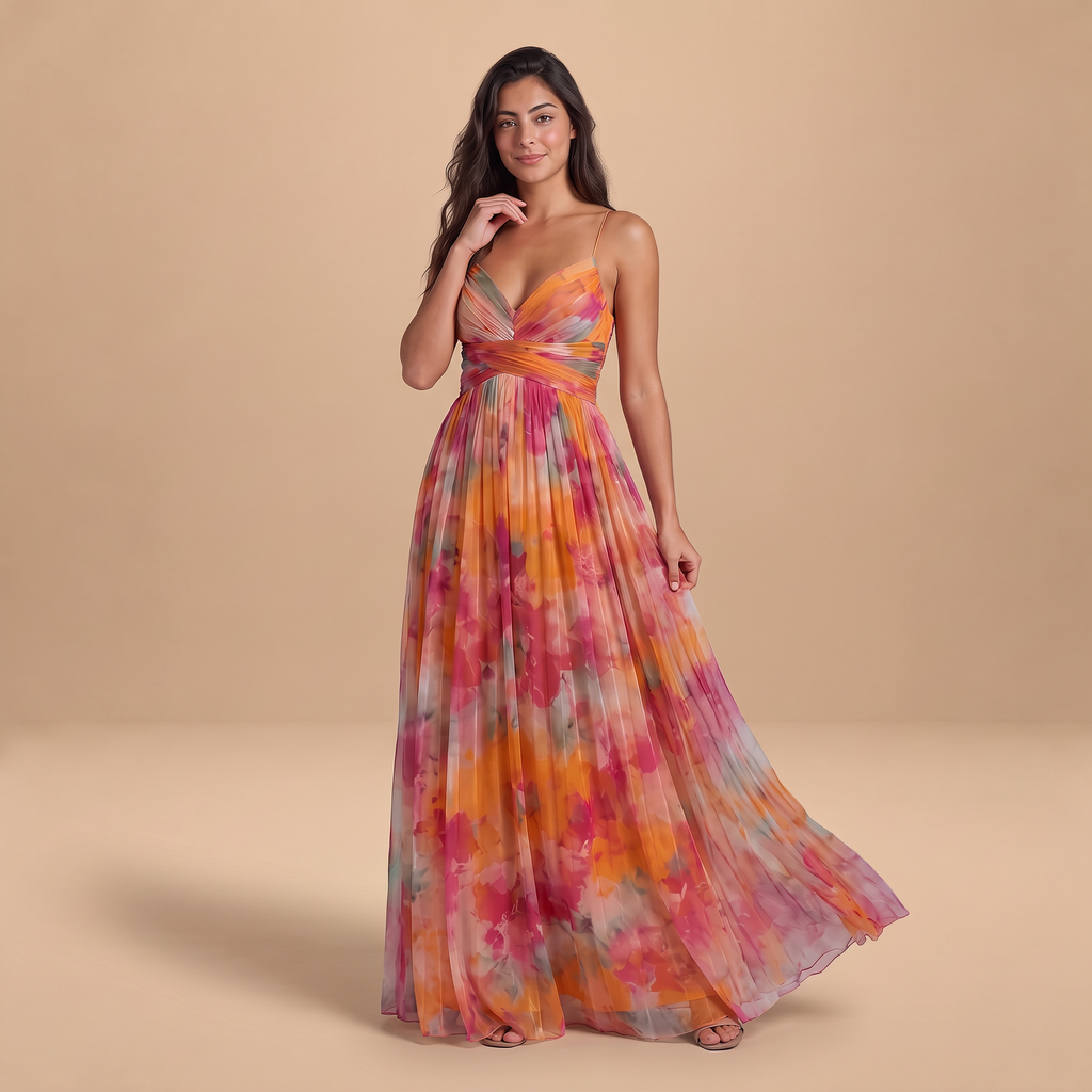 Women's Floral V-Neck Maxi Dress