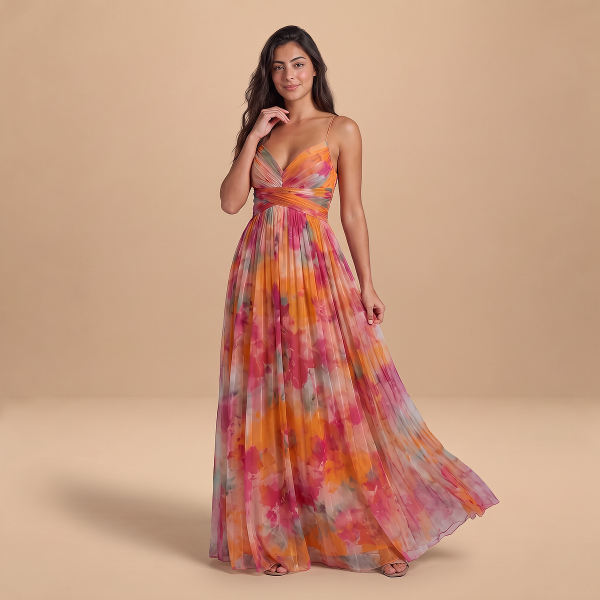 Women's Floral V-Neck Maxi Dress