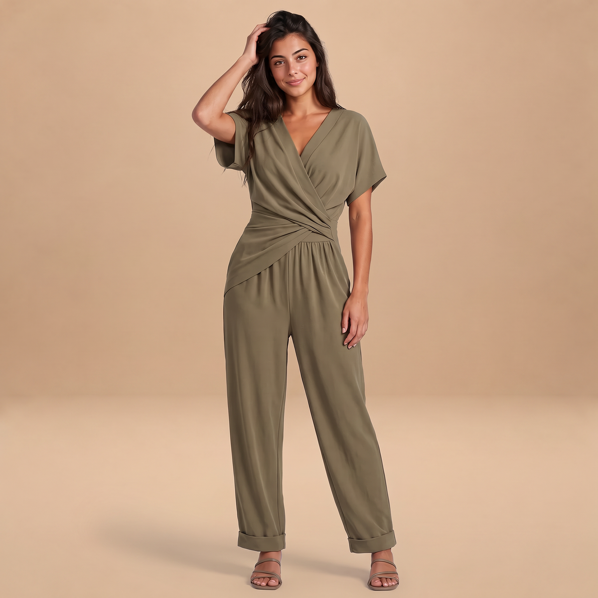 Women's Wrap-Front Two-Piece Trouser Set